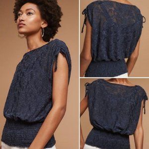 Anthropologie Deletta Navy Lace Blouse